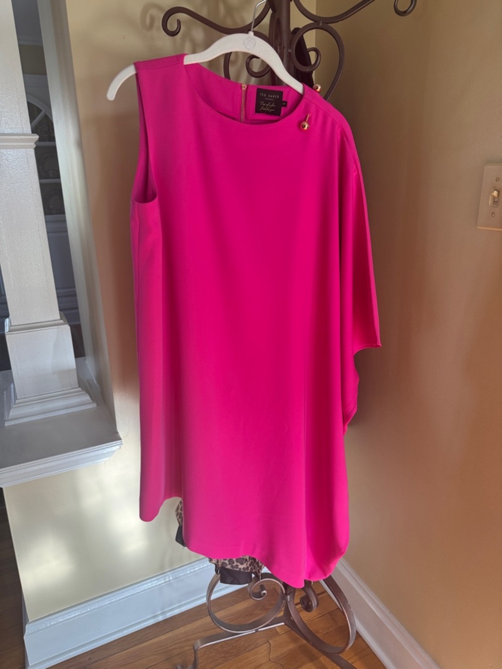 Ted Baker London Hot Pink One-Shoulder Asymmetrical Dress